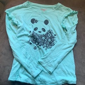 Green panda top sz 7-8